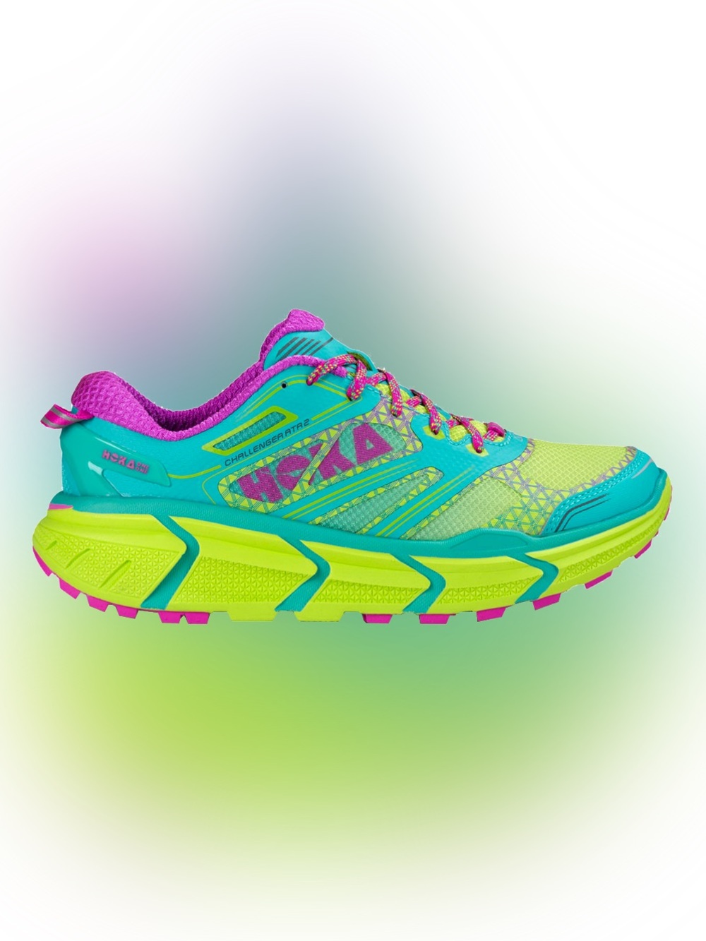 Hoka Neon Turquoise, Lime & Magenta Trail Running Shoe